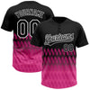 Custom Black Pink-White 3D Pattern Lines Two-Button Unisex Softball Jersey