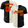 Custom Black Red-Gold Pinstripe Authentic Split Fashion Baseball Jersey