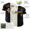 Custom Black White-Old Gold Pinstripe Authentic Split Fashion Baseball Jersey