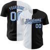 Custom Black White-Light Blue Pinstripe Authentic Split Fashion Baseball Jersey