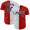 Custom Red White-Navy Pinstripe Authentic Split Fashion Baseball Jersey