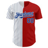 Custom Red White-Royal Pinstripe Authentic Split Fashion Baseball Jersey