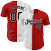 Custom Red Black-Gray Pinstripe Authentic Split Fashion Baseball Jersey