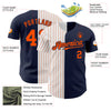 Custom Navy White-Orange Pinstripe Authentic Split Fashion Baseball Jersey