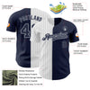 Custom Navy White-Gray Pinstripe Authentic Split Fashion Baseball Jersey