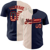 Custom Navy Vintage USA Flag Cream-Red Pinstripe Authentic Split Fashion Baseball Jersey