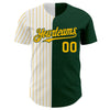 Custom Green White-Gold Pinstripe Authentic Split Fashion Baseball Jersey