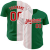 Custom Kelly Green White-Red Pinstripe Authentic Split Fashion Baseball Jersey