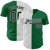 Custom Kelly Green White-Black Pinstripe Authentic Split Fashion Baseball Jersey