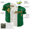 Custom Kelly Green Black-Old Gold Pinstripe Authentic Split Fashion Baseball Jersey