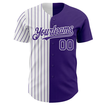 Custom Purple White-Purple Pinstripe Authentic Split Fashion Baseball Jersey