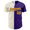 Custom Purple White-Gold Pinstripe Authentic Split Fashion Baseball Jersey