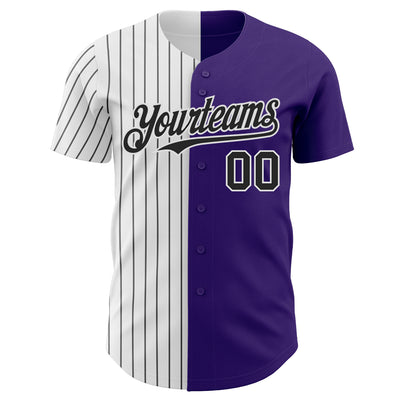 Custom Purple White-Black Pinstripe Authentic Split Fashion Baseball Jersey