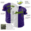 Custom Purple Neon Green-Black Pinstripe Authentic Split Fashion Baseball Jersey