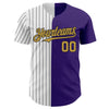 Custom Purple Old Gold-Black Pinstripe Authentic Split Fashion Baseball Jersey