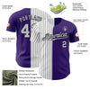 Custom Purple Gray-Black Pinstripe Authentic Split Fashion Baseball Jersey