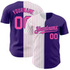 Custom Purple White-Pink Pinstripe Authentic Split Fashion Baseball Jersey