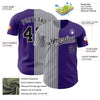 Custom Purple Gray-Black Pinstripe Authentic Split Fashion Baseball Jersey