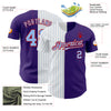 Custom Purple Red-Light Blue Pinstripe Authentic Split Fashion Baseball Jersey