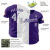 Custom Purple White-Gray Pinstripe Authentic Split Fashion Baseball Jersey