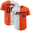 Custom Orange White-Navy Pinstripe Authentic Split Fashion Baseball Jersey