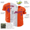 Custom Orange White-Purple Pinstripe Authentic Split Fashion Baseball Jersey