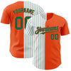 Custom Orange White-Kelly Green Pinstripe Authentic Split Fashion Baseball Jersey