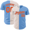 Custom Light Blue White-Orange Pinstripe Authentic Split Fashion Baseball Jersey