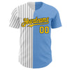 Custom Light Blue Yellow-Black Pinstripe Authentic Split Fashion Baseball Jersey