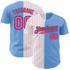 Custom Light Blue Black-Pink Pinstripe Authentic Split Fashion Baseball Jersey