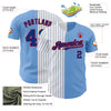 Custom Light Blue Red-Royal Pinstripe Authentic Split Fashion Baseball Jersey