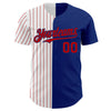 Custom Royal White-Red Pinstripe Authentic Split Fashion Baseball Jersey