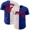 Custom Royal White-Red Pinstripe Authentic Split Fashion Baseball Jersey