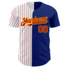 Custom Royal Yellow-Red Pinstripe Authentic Split Fashion Baseball Jersey