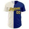 Custom Royal White-Yellow Pinstripe Authentic Split Fashion Baseball Jersey