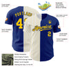 Custom Royal White-Yellow Pinstripe Authentic Split Fashion Baseball Jersey