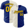 Custom Royal Black-Yellow Pinstripe Authentic Split Fashion Baseball Jersey