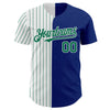 Custom Royal White-Kelly Green Pinstripe Authentic Split Fashion Baseball Jersey