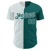 Custom Teal White-Teal Pinstripe Authentic Split Fashion Baseball Jersey