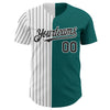 Custom Teal White-Black Pinstripe Authentic Split Fashion Baseball Jersey