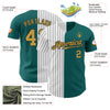 Custom Teal Old Gold-Black Pinstripe Authentic Split Fashion Baseball Jersey