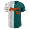 Custom Teal Orange-Black Pinstripe Authentic Split Fashion Baseball Jersey