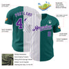 Custom Teal White-Purple Pinstripe Authentic Split Fashion Baseball Jersey