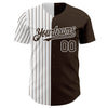 Custom Brown White-Brown Pinstripe Authentic Split Fashion Baseball Jersey