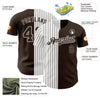 Custom Brown White-Brown Pinstripe Authentic Split Fashion Baseball Jersey