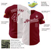 Custom Crimson White-Crimson Pinstripe Authentic Split Fashion Baseball Jersey