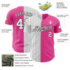 Custom Pink White-Black Pinstripe Authentic Split Fashion Baseball Jersey