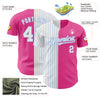 Custom Pink White-Light Blue Pinstripe Authentic Split Fashion Baseball Jersey