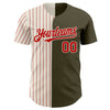 Custom Olive Cream-Red Pinstripe Authentic Split Fashion Salute To Service Baseball Jersey