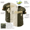 Custom Olive Cream-Old Gold Pinstripe Authentic Split Fashion Salute To Service Baseball Jersey